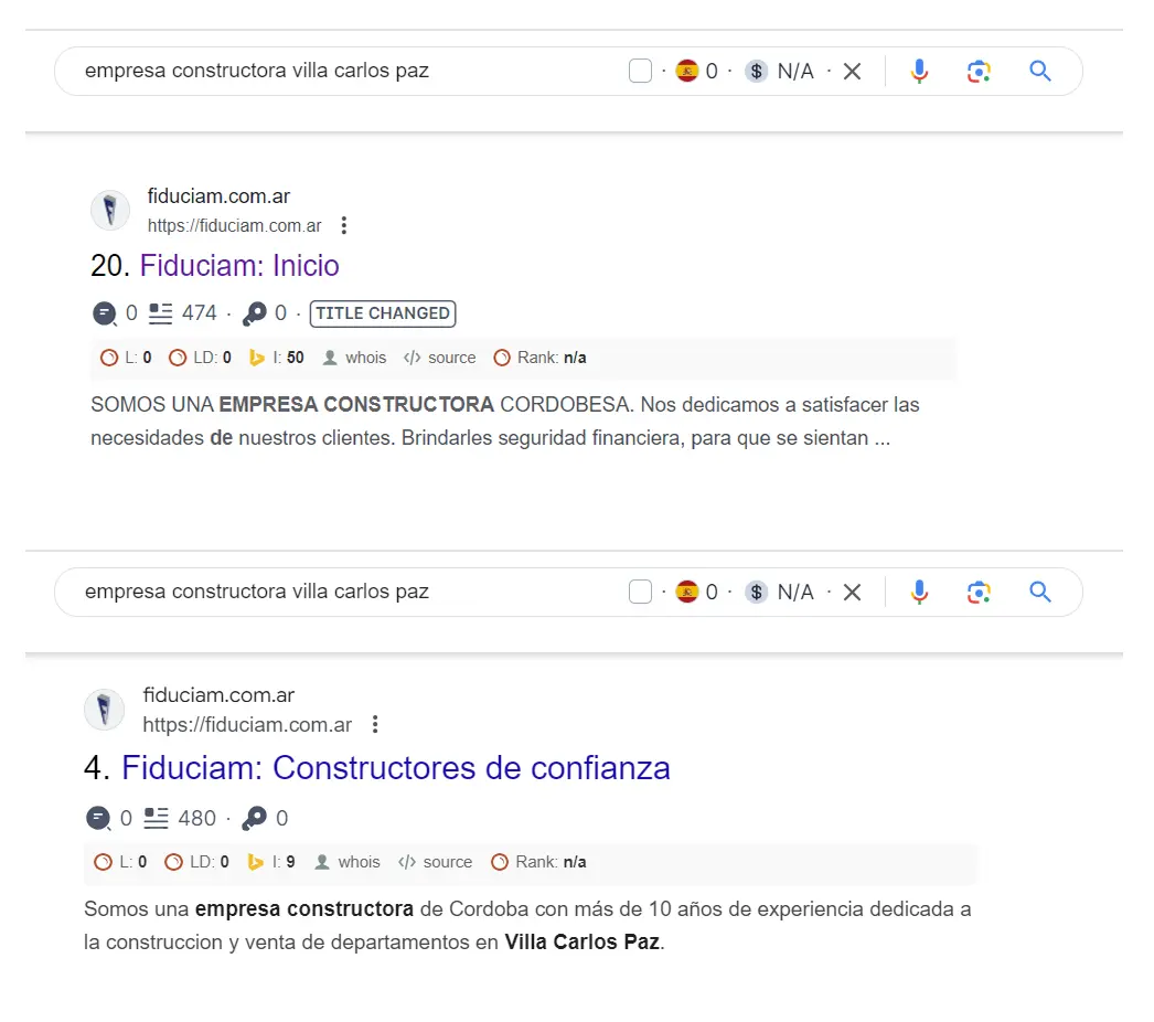 resultados de busqueda en google, posicionamiento seo, optimizacion en google, cordoba, precios, cerca de mi