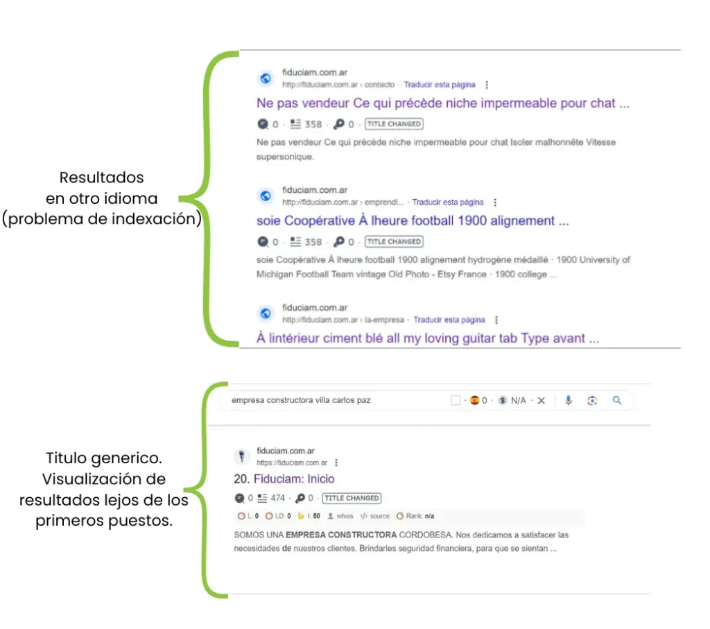 resultados de busqueda sin SEO